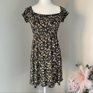Stradivarius Shirred Mini Floral Dress